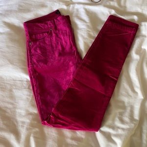 BANANA REPUBLIC magenta pink velvet skinny jeans
